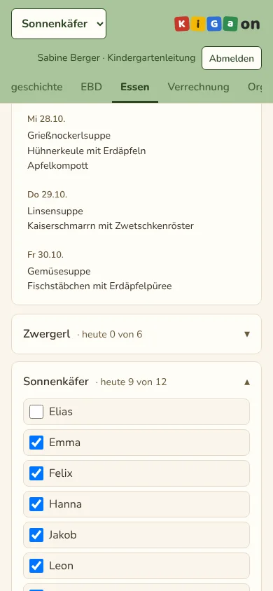 Essen am Handy (Beispieldaten)